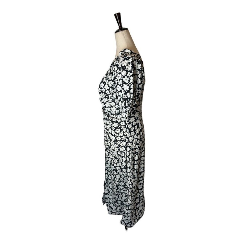 Who What Wear Dress Women Small Black White Floral Print Puff Sleeve Midi Boho — image 7 of 8